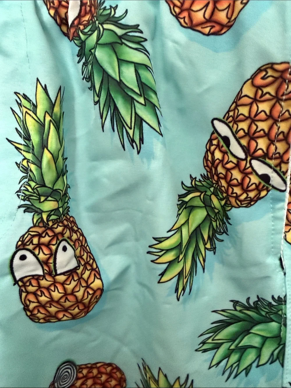 Brooklyn Cloth Boys Pineapple Print Swim Trunks in Aqua and Orange